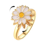Enamel Spinner Daisy Fidget Flower Size 8 Womens Polished Shiny Petals Center Ring Gold R139 product image 2