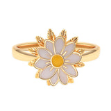 Enamel Spinner Daisy Fidget Flower Size 8 Womens Polished Shiny Petals Center Ring Gold R139 product image 4