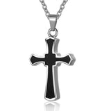 Stainless Steel Enamel Cross Cable Chain Polished Pendant Necklace Silver 0.91 in N148 product image 1