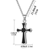 Stainless Steel Enamel Cross Cable Chain Polished Pendant Necklace Silver 0.91 in N148 product image 2
