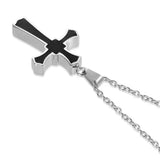 Stainless Steel Enamel Cross Cable Chain Polished Pendant Necklace Silver 0.91 in N148 product image 4
