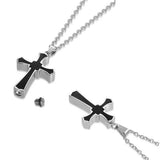 Stainless Steel Enamel Cross Cable Chain Polished Pendant Necklace Silver 0.91 in N148 product image 5