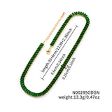 Cubic Zirconia Rectangle Pave Womens Polished Oval Necklace Green Blue Gold Red 12.99 in N146