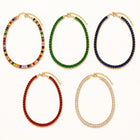 Cubic Zirconia Rectangle Pave Womens Polished Oval Necklace Green Blue Gold Red 12.99 in N146 product image 2