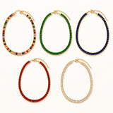 Cubic Zirconia Rectangle Pave Womens Polished Oval Necklace Green Blue Gold Red 12.99 in N146 product image 2