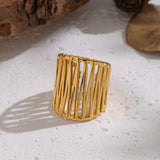 18K Gold-Plated Stainless Steel Cross Womens Polished Adjustable Open Cuff Ring R142 product image 2
