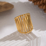 18K Gold-Plated Stainless Steel Cross Womens Polished Adjustable Open Cuff Ring R142 product image 4