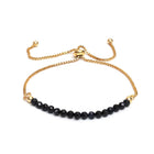 18K Gold-Plated Round Faceted Agate Topaz Beaded Smooth Polished Adjustable Slider Bracelet T133