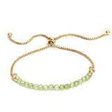 18K Gold-Plated Round Faceted Agate Topaz Beaded Smooth Polished Adjustable Slider Bracelet T133