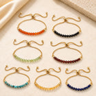 18K Gold-Plated Round Faceted Agate Topaz Beaded Smooth Polished Adjustable Slider Bracelet T133 product image 1