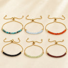 18K Gold-Plated Round Faceted Agate Topaz Beaded Smooth Polished Adjustable Slider Bracelet T133 product image 3