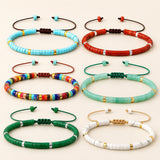 Gemstone Crystal Agate Quartz Opal Aquamarine Smooth Dragon Adjustable Beaded Bracelet Turquoise Red Green White T134 product