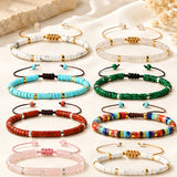 Gemstone Crystal Agate Quartz Opal Aquamarine Smooth Dragon Adjustable Beaded Bracelet Turquoise Red Green White T134 product