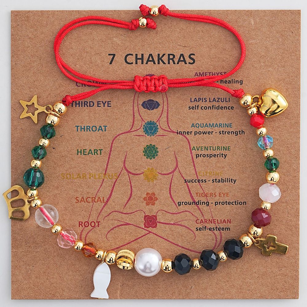Stainless Steel Shell Pearl Heart Star Cross Chakra Smooth Glossy Beaded Bracelet Gold T135 product image 1