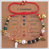 Stainless Steel Shell Pearl Heart Star Cross Chakra Smooth Glossy Beaded Bracelet Gold T135 product image 1