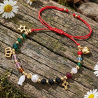 Stainless Steel Shell Pearl Heart Star Cross Chakra Smooth Glossy Beaded Bracelet Gold T135 product image 3