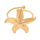 Stainless Steel Starfish Ocean Womens Smooth Polished Star Adjustable Open Ring Silver Gold R146