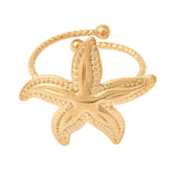 Stainless Steel Starfish Ocean Womens Smooth Polished Star Adjustable Open Ring Silver Gold R146