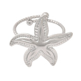 Stainless Steel Starfish Ocean Womens Smooth Polished Star Adjustable Open Ring Silver Gold R146
