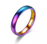 Stainless Steel Plain Band Rings Gold Size 5-12 Silver Gold Purple 4mm Z734