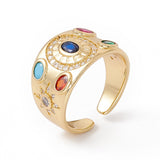 18K Gold-Plated Cubic Zirconia Oval Womens Polished Star Adjustable Open Cuff Ring R147 product image 1