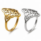 18K Gold-Plated Stainless Steel Rhombus Wide Polished Knot Adjustable Ring Silver 2mm R148 product image 1