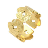 18K Gold-Plated Stainless Steel Butterfly Womens Polished Shiny Adjustable Open Cuff Ring R150 product image 1