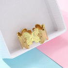 18K Gold-Plated Stainless Steel Butterfly Womens Polished Shiny Adjustable Open Cuff Ring R150 product image 2