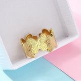 18K Gold-Plated Stainless Steel Butterfly Womens Polished Shiny Adjustable Open Cuff Ring R150 product image 2