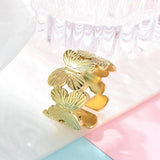 18K Gold-Plated Stainless Steel Butterfly Womens Polished Shiny Adjustable Open Cuff Ring R150 product image 4