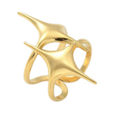 18K Gold-Plated Stainless Steel Star Womens Shiny Adjustable Open Cuff Ring R151 product image 1