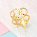 18K Gold-Plated Stainless Steel Star Womens Shiny Adjustable Open Cuff Ring R151 product image 3