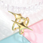 18K Gold-Plated Stainless Steel Star Womens Shiny Adjustable Open Cuff Ring R151 product image 4