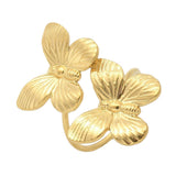 18K Gold-Plated Stainless Steel Butterfly Womens Polished Adjustable Open Cuff Ring R152 product image 1