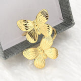 18K Gold-Plated Stainless Steel Butterfly Womens Polished Adjustable Open Cuff Ring R152 product image 2