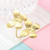 18K Gold-Plated Stainless Steel Butterfly Womens Polished Adjustable Open Cuff Ring R152 product image 4