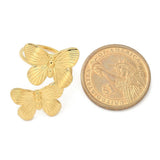 18K Gold-Plated Stainless Steel Butterfly Womens Polished Adjustable Open Cuff Ring R152 product image 5