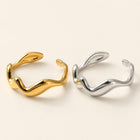 Stainless Steel Womens Smooth Shiny Wavy Adjustable Open Cuff Ring Silver Gold R157 product image 2