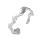 Stainless Steel Womens Smooth Shiny Wavy Adjustable Open Cuff Ring Silver Gold R157