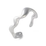 Stainless Steel Womens Smooth Shiny Wavy Adjustable Open Cuff Ring Silver Gold R157