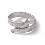 18K Gold-Plated Stainless Steel Fish Womens Textured Snake Adjustable Open Cuff Ring Silver R158