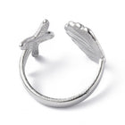 18K Gold-Plated Stainless Steel Shell Starfish Shiny Star Adjustable Open Cuff Ring R159