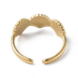 18K Gold-Plated Stainless Steel Shell Starfish Shiny Star Adjustable Open Cuff Ring R160