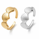 18K Gold-Plated Stainless Steel Shell Starfish Shiny Star Adjustable Open Cuff Ring R160 product image 1