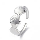 18K Gold-Plated Stainless Steel Shell Starfish Shiny Star Adjustable Open Cuff Ring R160