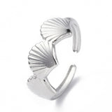 18K Gold-Plated Stainless Steel Shell Starfish Shiny Star Adjustable Open Cuff Ring R160