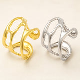 Stainless Steel Wide Band Shiny Twisted Adjustable Open Cuff Ring Silver Gold R161 product image 1