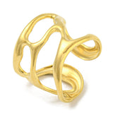 Stainless Steel Wide Band Shiny Twisted Adjustable Open Cuff Ring Silver Gold R161