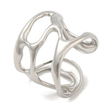 Stainless Steel Wide Band Shiny Twisted Adjustable Open Cuff Ring Silver Gold R161