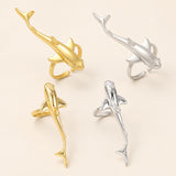 18K Gold-Plated Fish Womens Polished Shiny Shark Adjustable Cuff Ring Silver R164 product image 1